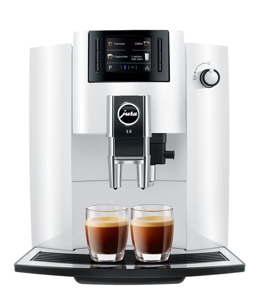 Jura E6 Automatic Coffee Machine with CLEARYL Smart+ Water Filter (Piano White, Refurbished) -  15450FR