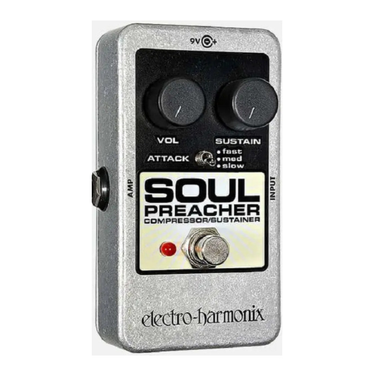 Electro-Harmonix Soul Preacher Compressor/Sustainer Effects Pedal in Black/Silver -  SOULPREACHER