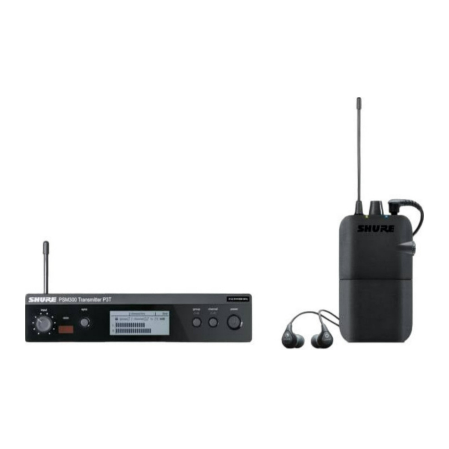 Shure P3TR112GR PSM300 Wireless In-Ear Monitoring Set with SE112 Earphones and H20 Frequency Band in Black -  P3TR112GR-H20