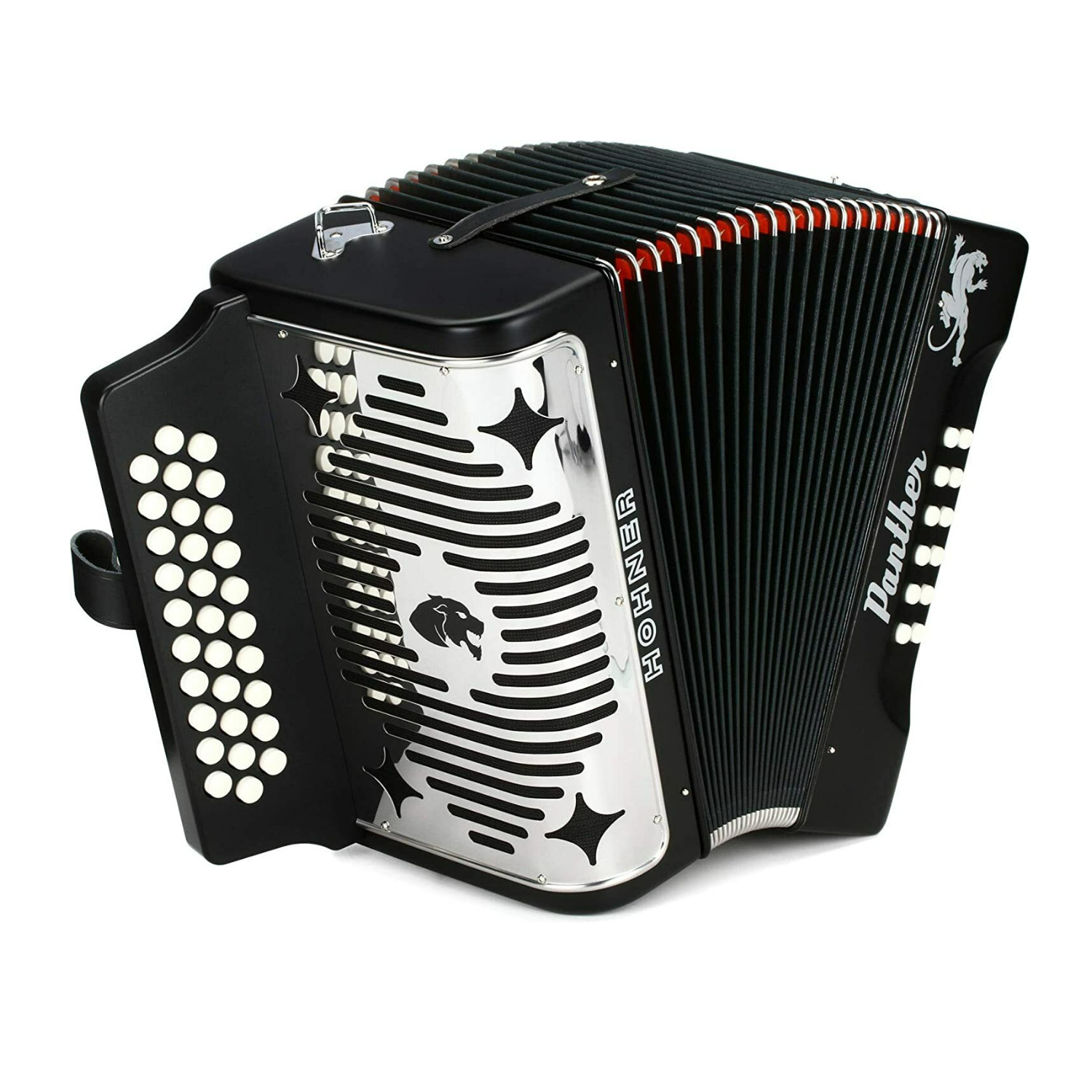 Hohner Accordions Panther 3-Row Diatonic Accordion in Black -  3100FB