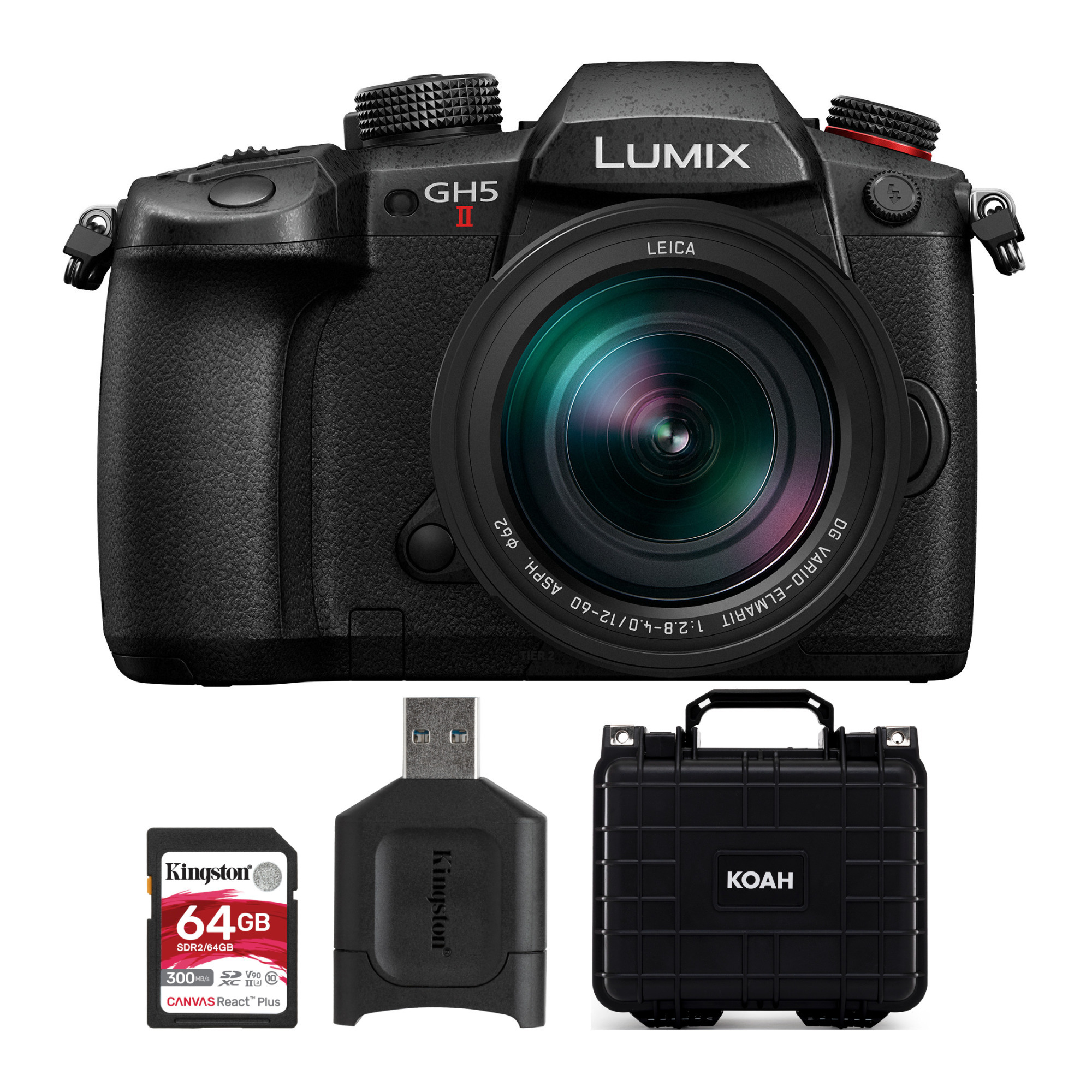 Panasonic Lumix GH5 II Mirrorless Camera with 12-60mm f/2.8-4 Lens, 64GB Memory Card and Hard Case in Black