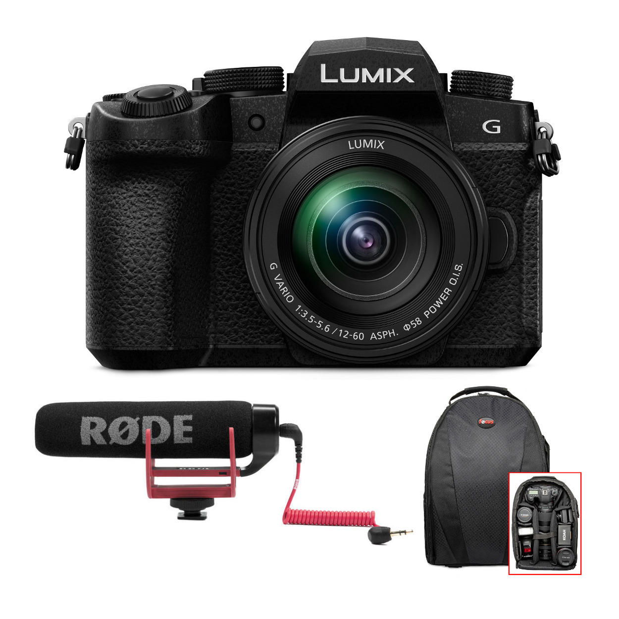 Panasonic LUMIX G95 20.3MP Mirrorless Camera with 12-60mm Camera Lens and VideoMic Go Bundle in Black