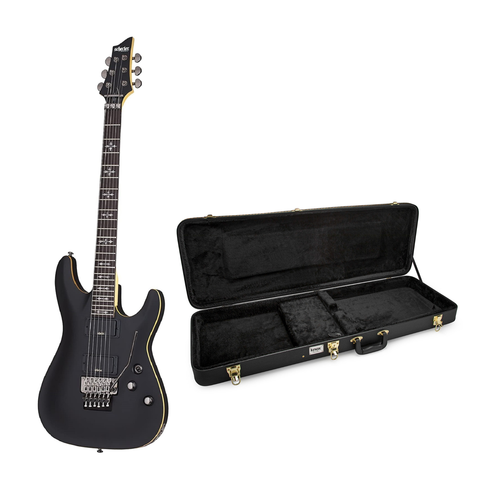 Schecter Demon-6 FR Electric Guitar in Aged Black Satin with Electric Guitar Hard Shell Case -  ASGR-3661K1