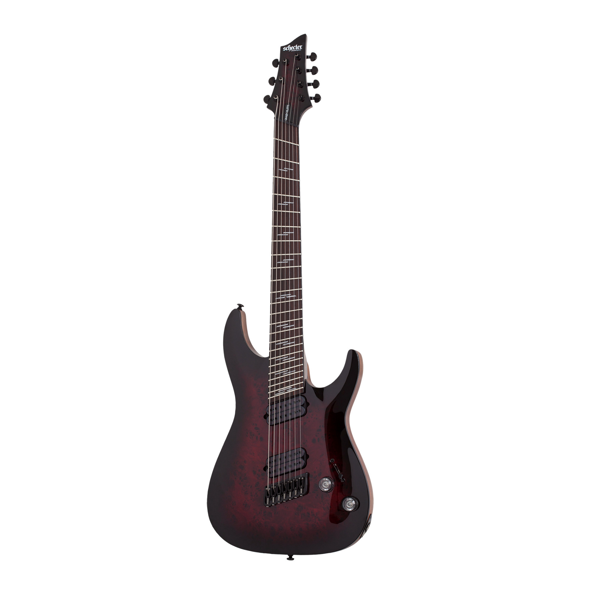 Schecter Omen -7 Multiscale 7-String Electric Guitar (Black Cherry Burst, Right Handed) in Black/Cherry -  SGR-2462