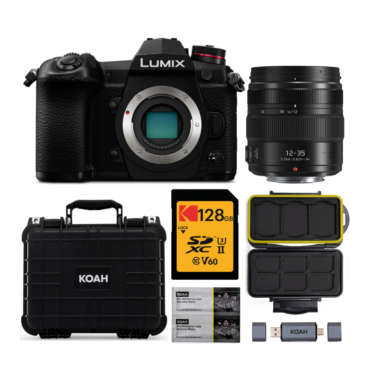 Panasonic LUMIX G9 20.3MP Mirrorless Camera with H-HSA12035 LUMIX G X VARIO 12-35mm Camera Lens Bundle in Black