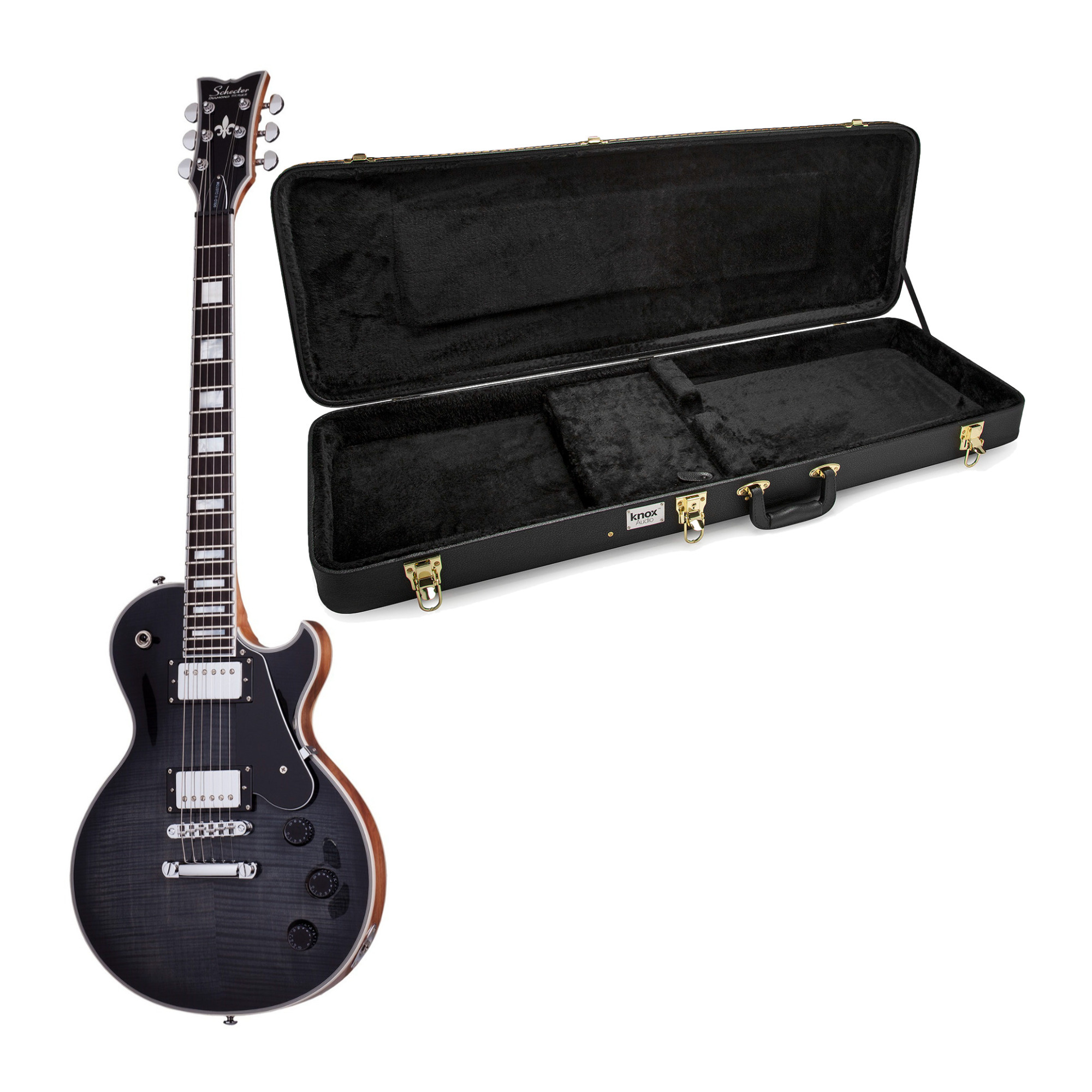 Schecter Solo-II Custom 6-String Electric Guitar (Trans Black Satin) with Hard Shell Case -  ASGR-659K1