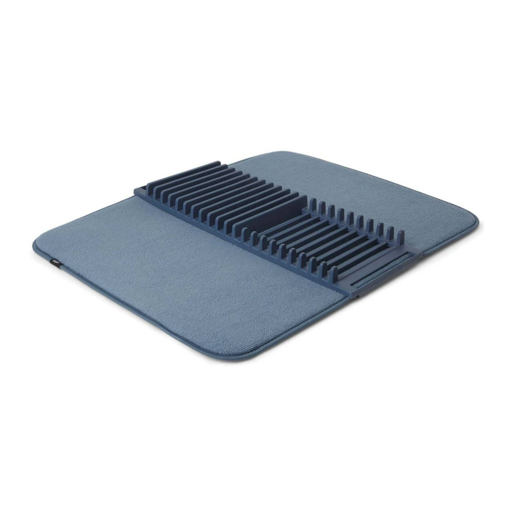 Umbra Udry Microfiber Machine-Washable Drying Mat with Removable and Foldable Dish Rack Tray (Denim)