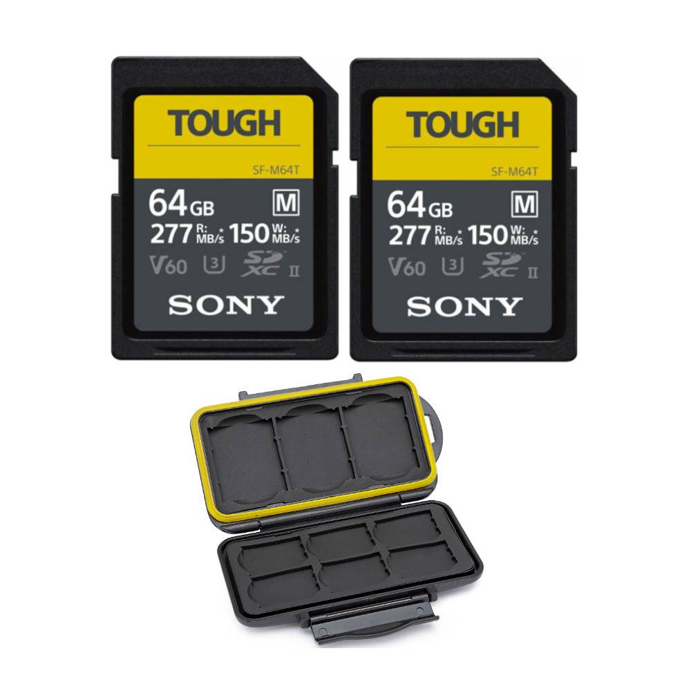 Sony 64GB SF-M Series High Speed Tough SD Card (2-Pack) and Koah Pro Rugged Memory Storage Case