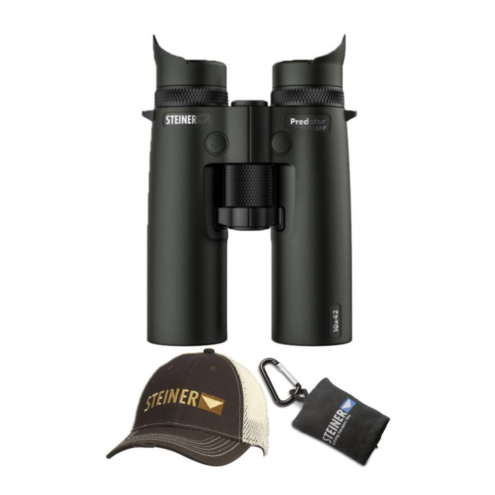 Steiner 10x42 Predator LRF (Black) Binoculars with Cap and Microfiber Lens Cloth Pouch