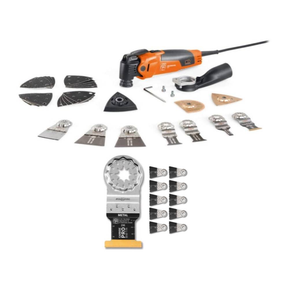 Fein Multimaster MM 500 Plus Top Oscillating MultiTool with E-Cut Pro and Saw Blades