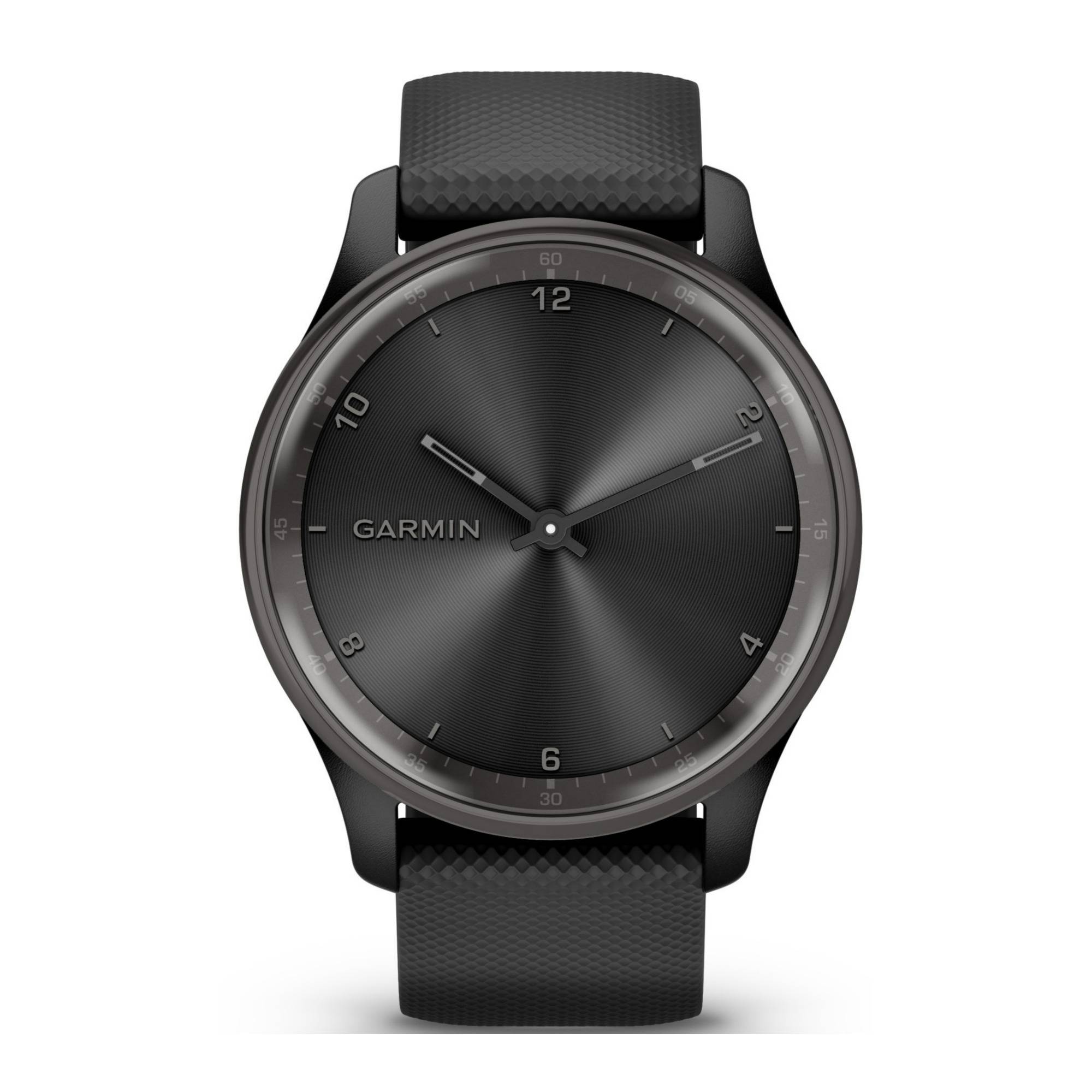 Garmin Vívomove Trend Hybrid Smartwatch with Silicon Band (Slate Stainless Steel Bezel)