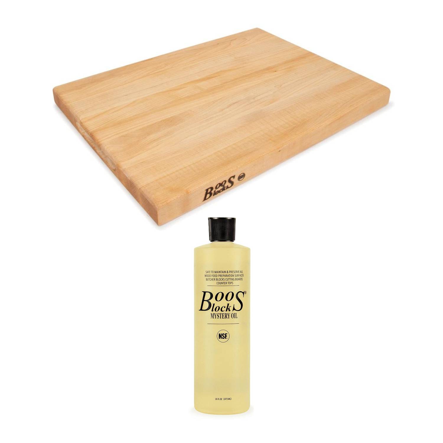 John Boos R03 Maple Wood Edge Grain Reversible Cutting Board with Butcher Block Oil (16 Ounces)
