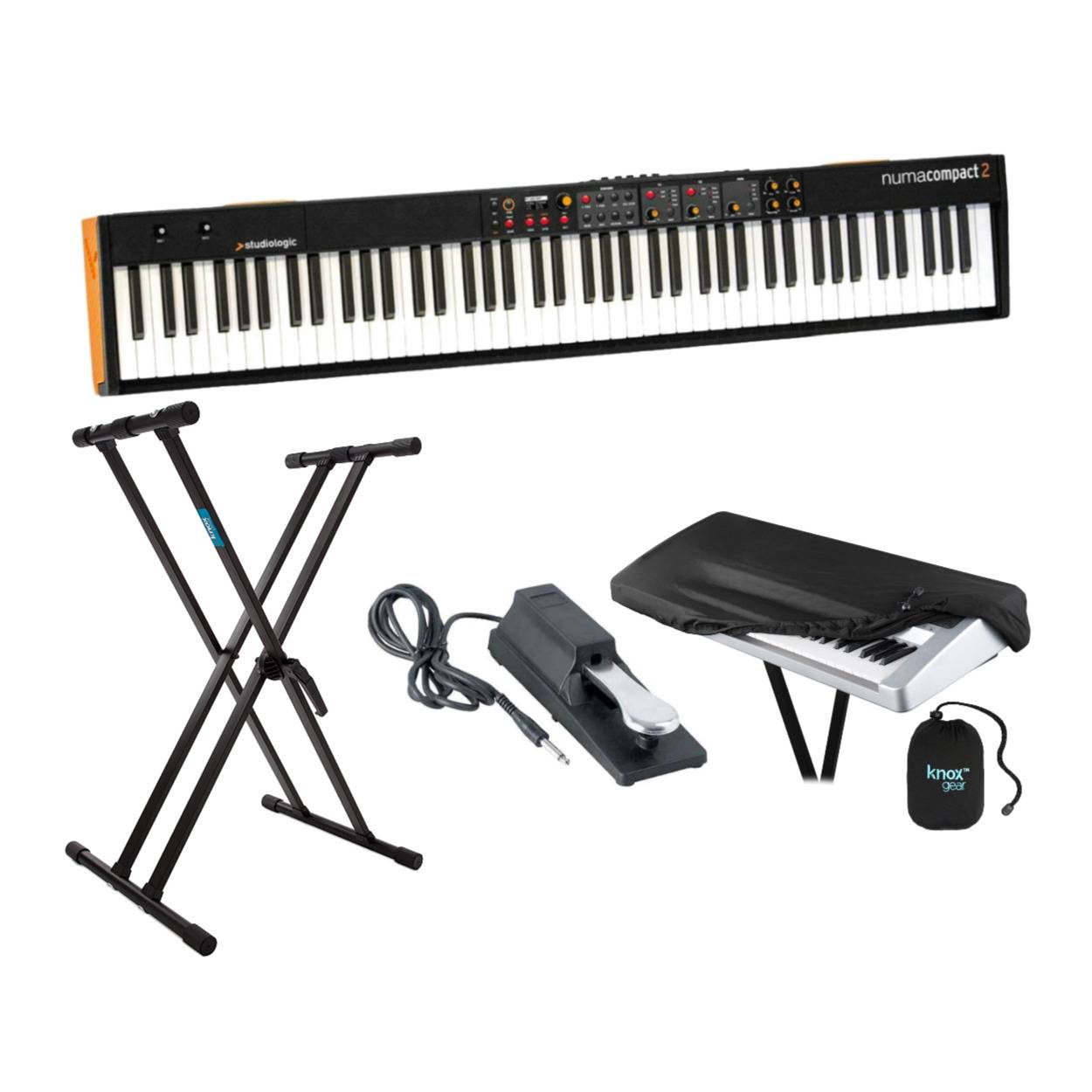 Studiologic Numa Compact 2 88-Key Semi-Weighted Keyboard with Stand, Sustain Pedal and Dust Cover