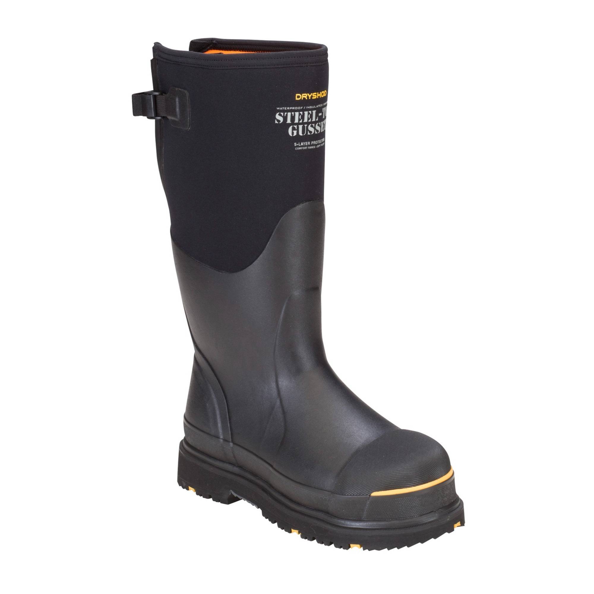 DryShod Steel-Toe Adjustable Gusset Work Boots (Size 14, Hi Cut, Black/Gray)