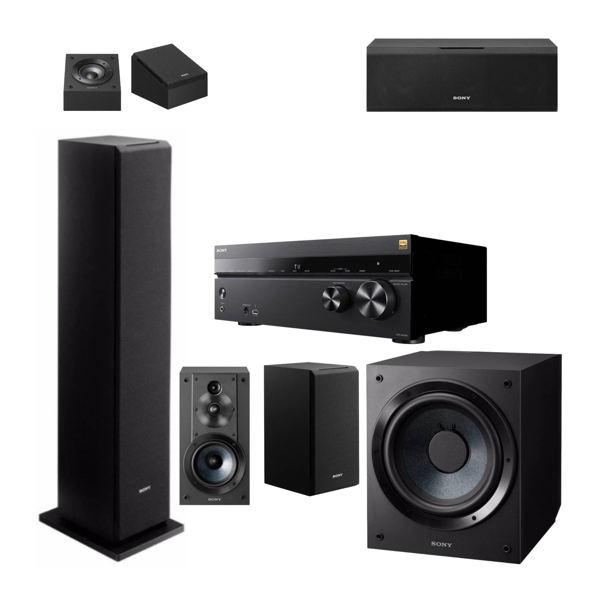 Sony Str-AN1000 7.2 Channel 8K Av Receiver With Dolby Atmos, DTS:X and Sony Speakers Bundle