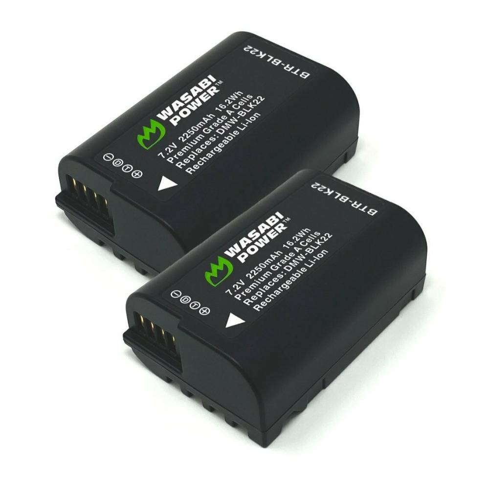 Wasabi Power Batteries for Panasonic DMW-BLK22 and Panasonic Lumix DC-S5/GH5 II (2-Pack)