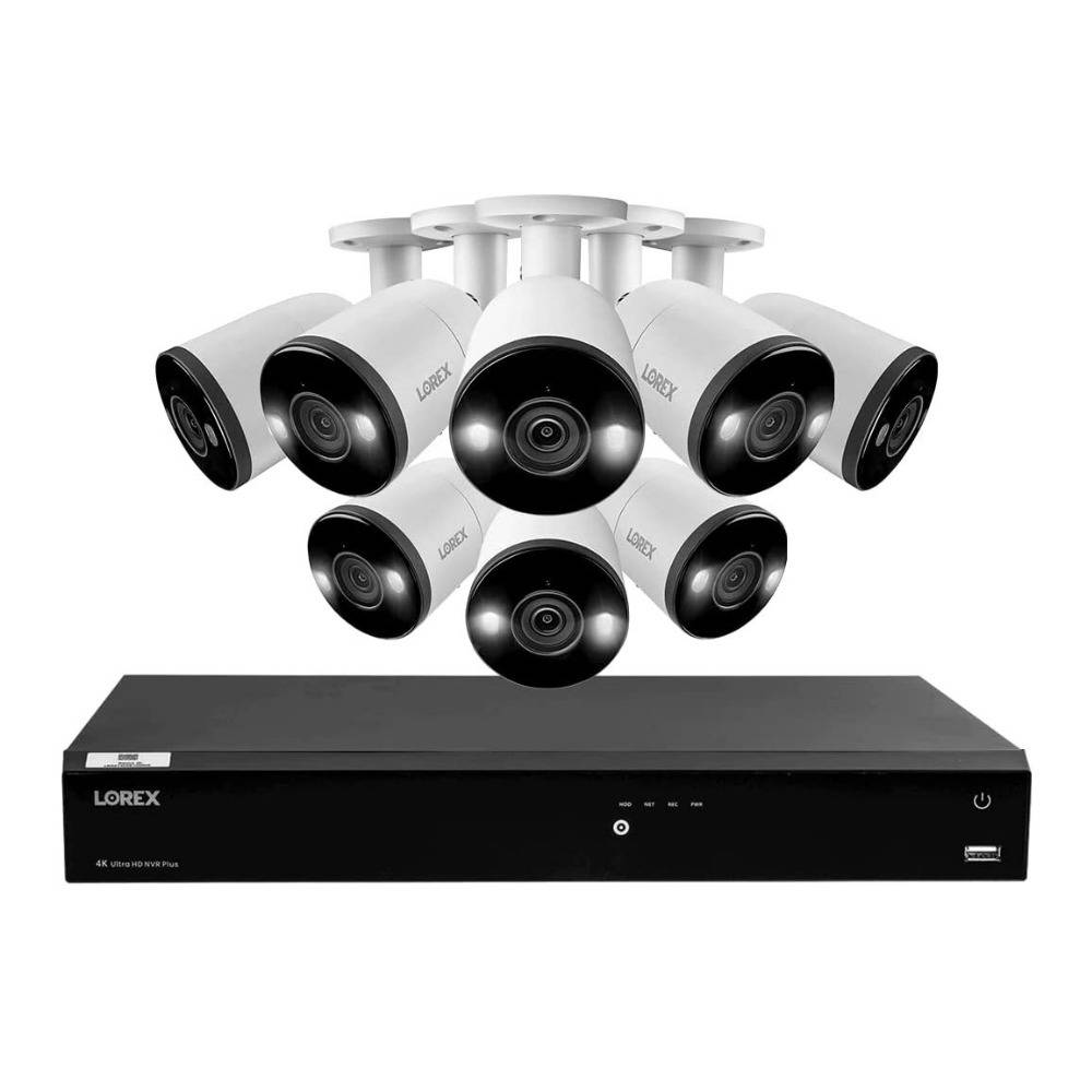 Lorex 4K 16-channel 3TB Wired NVR System with 8 Smart Deterrence Cameras and 4K Resolution