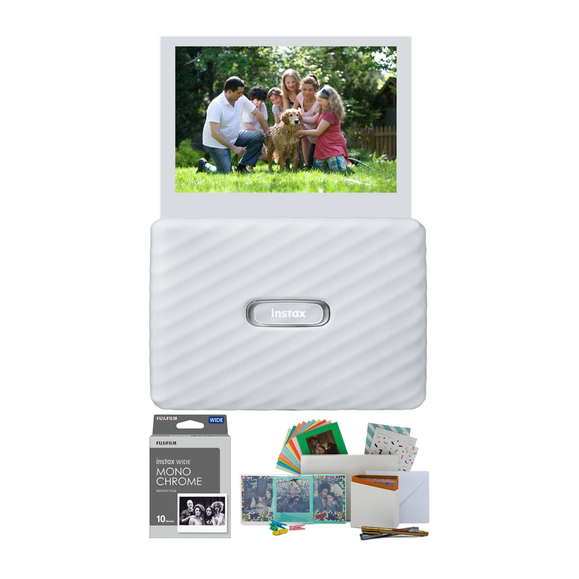 Fujifilm Instax Link Wide Instant Photo Printer with Monochrome Film and Film Kit