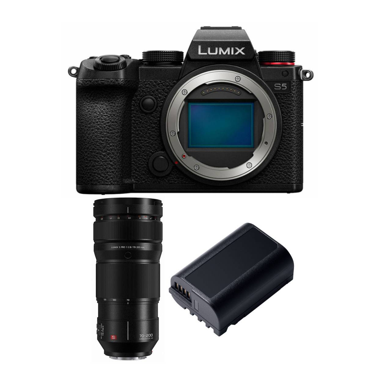 Panasonic LUMIX S5 4K Mirrorless Full-Frame L-Mount Camera Body w/ 70-200mm Lens