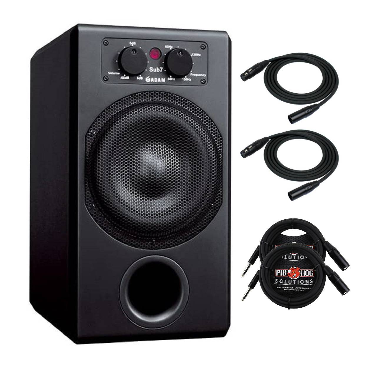 Adam Audio Sub7 7-Inch Powered Studio Subwoofer with Microphone Cable (2-Pack) and 16AWG Cable
