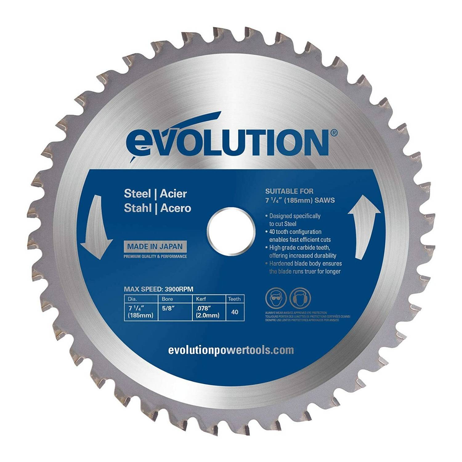Evolution Power Tools 185BLADEST Steel Cutting Saw Blade (7-1/4-Inch x 40-Tooth)