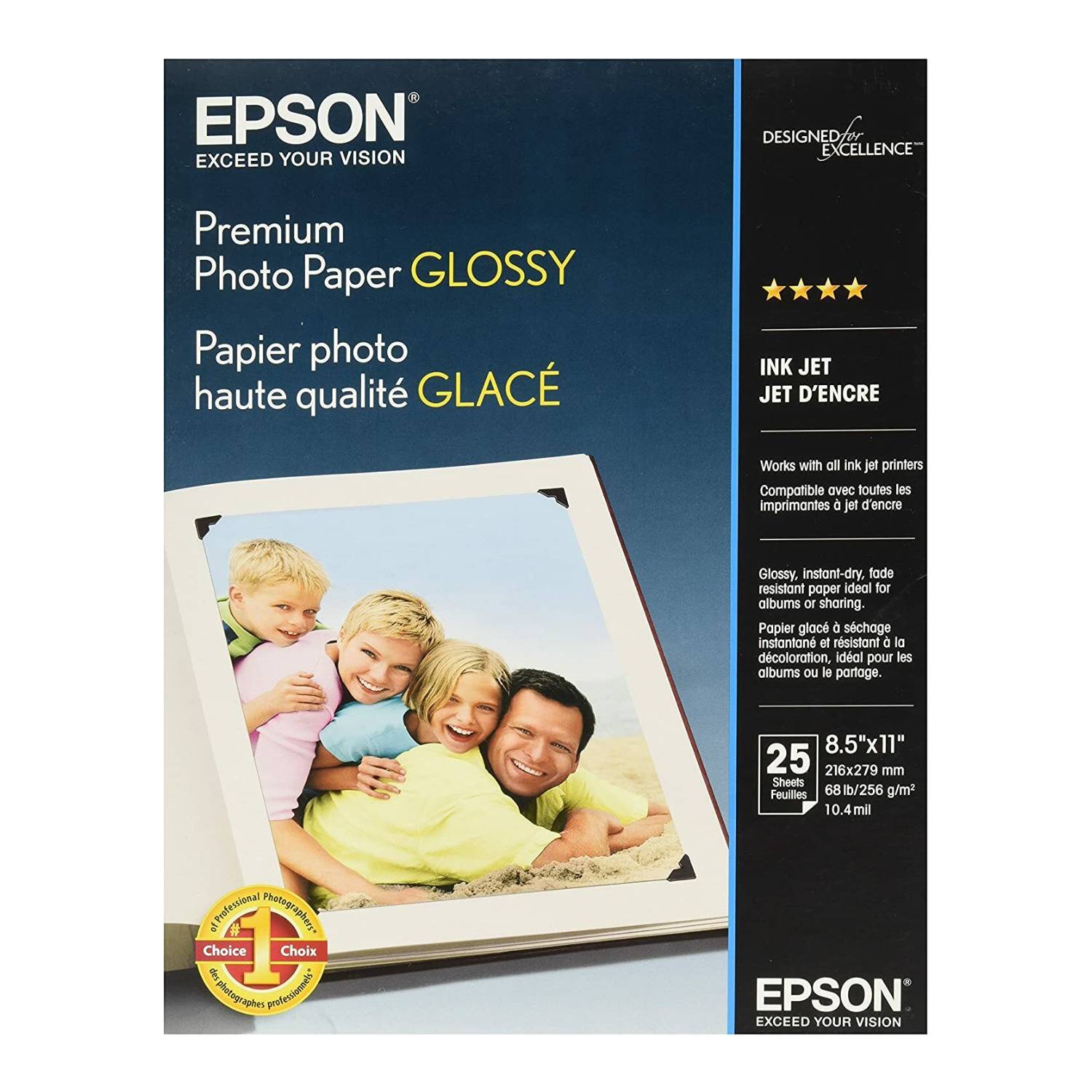 Epson Premium Photo Paper Glossy (8.5 x 11 Inch, 25 Sheets)
