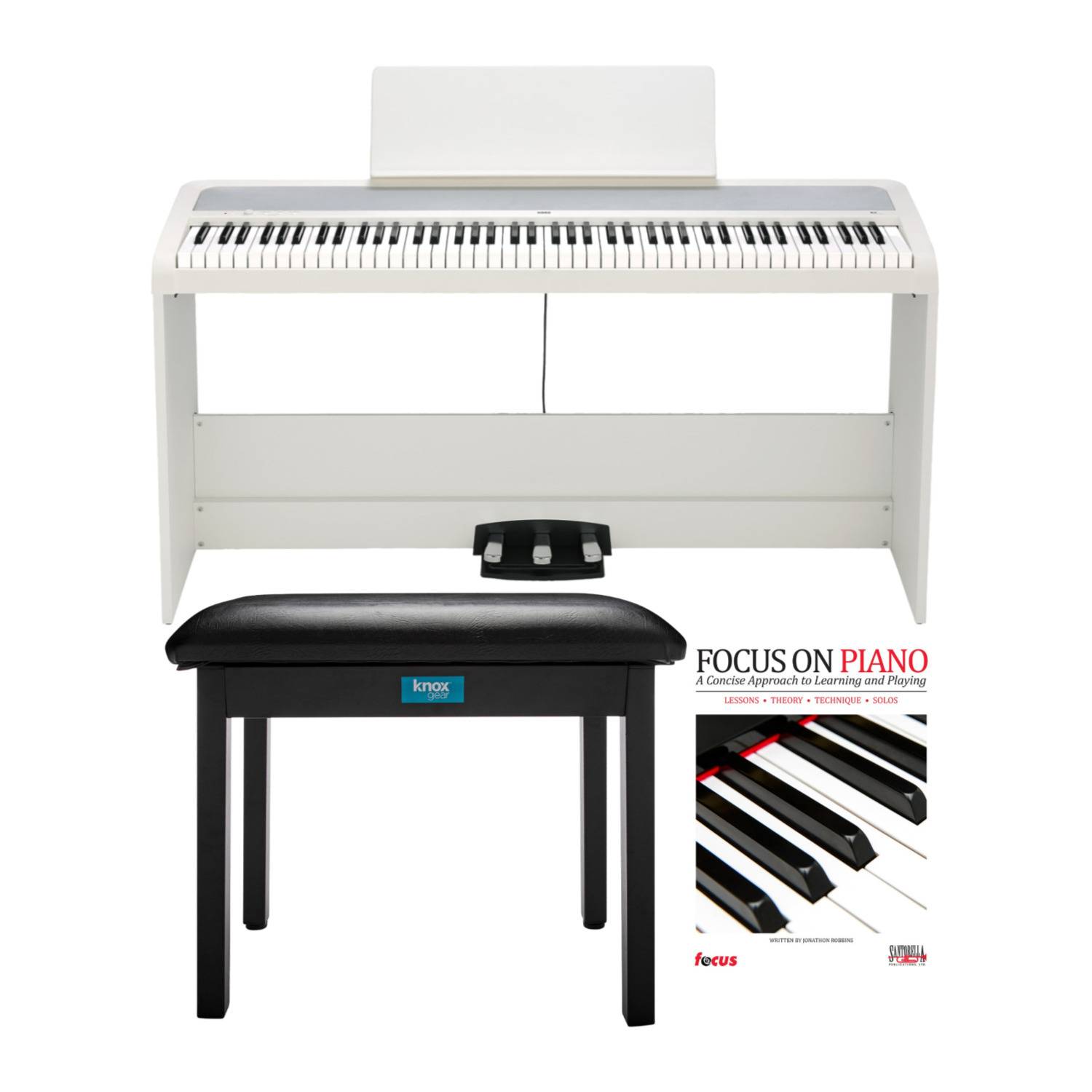 Korg B2SP Digital Piano Package (White) with Piano Bench and Piano Book