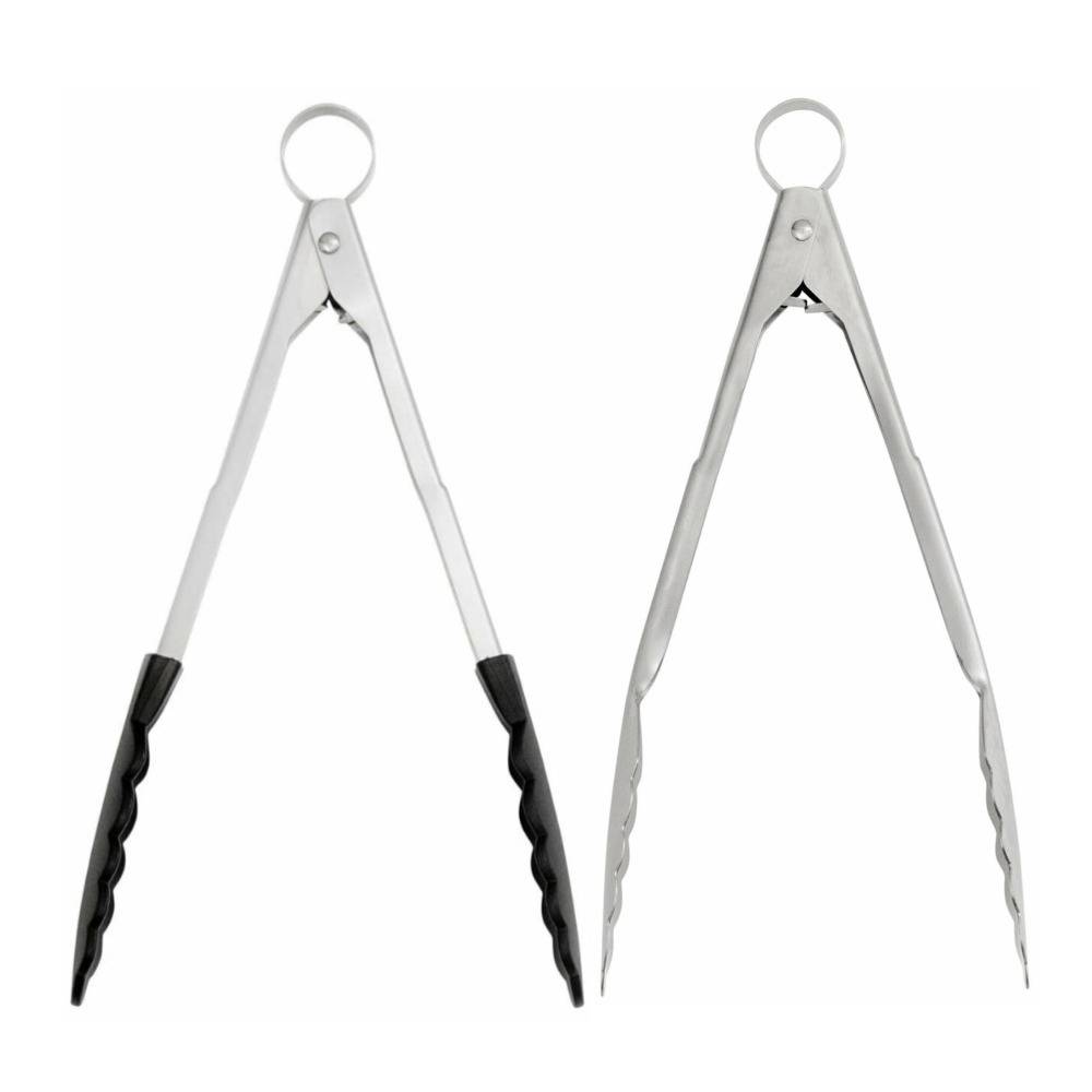 Cuisipro 9.5-Inch Locking Tongs (Set of 2, Stainless Steel & Non-Stick Nylon)