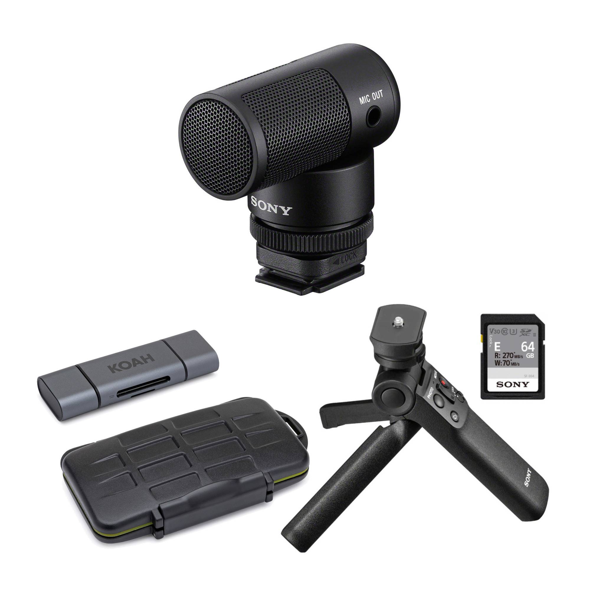Sony ECM-G1 Vlogger Shotgun Microphone with Sony ACCVC1 Vlogger Accessory Kit Bundle