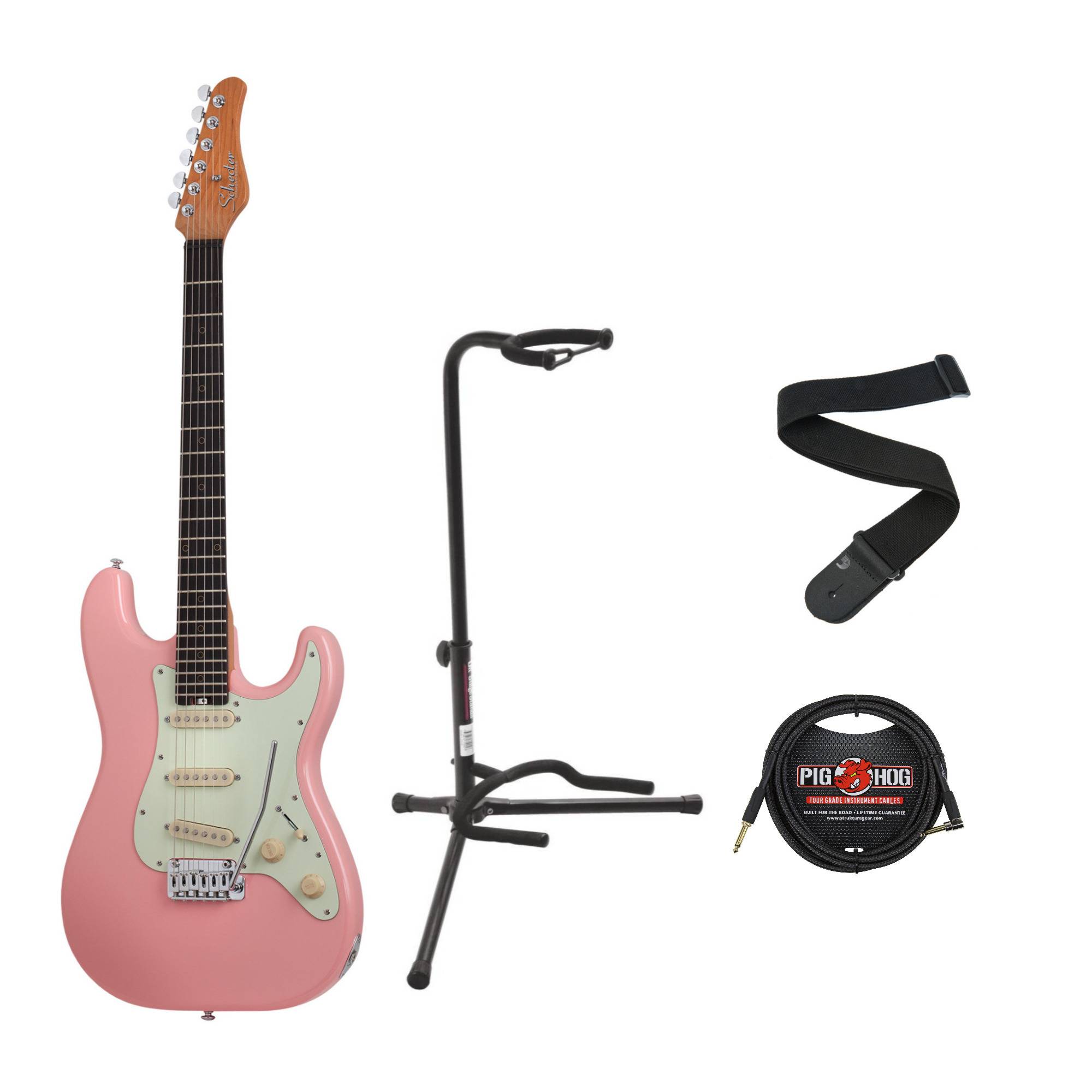 Schecter Nick Johnston Traditional Electric Guitar in Atomic Coral with Stand, Strap, and Cable