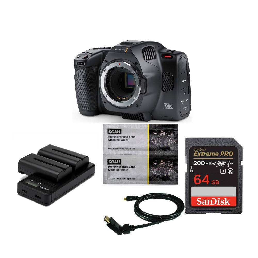 Blackmagic Design Pocket Cinema Camera 6K (Canon EF) with 64GB SD Card Accessory Bundle