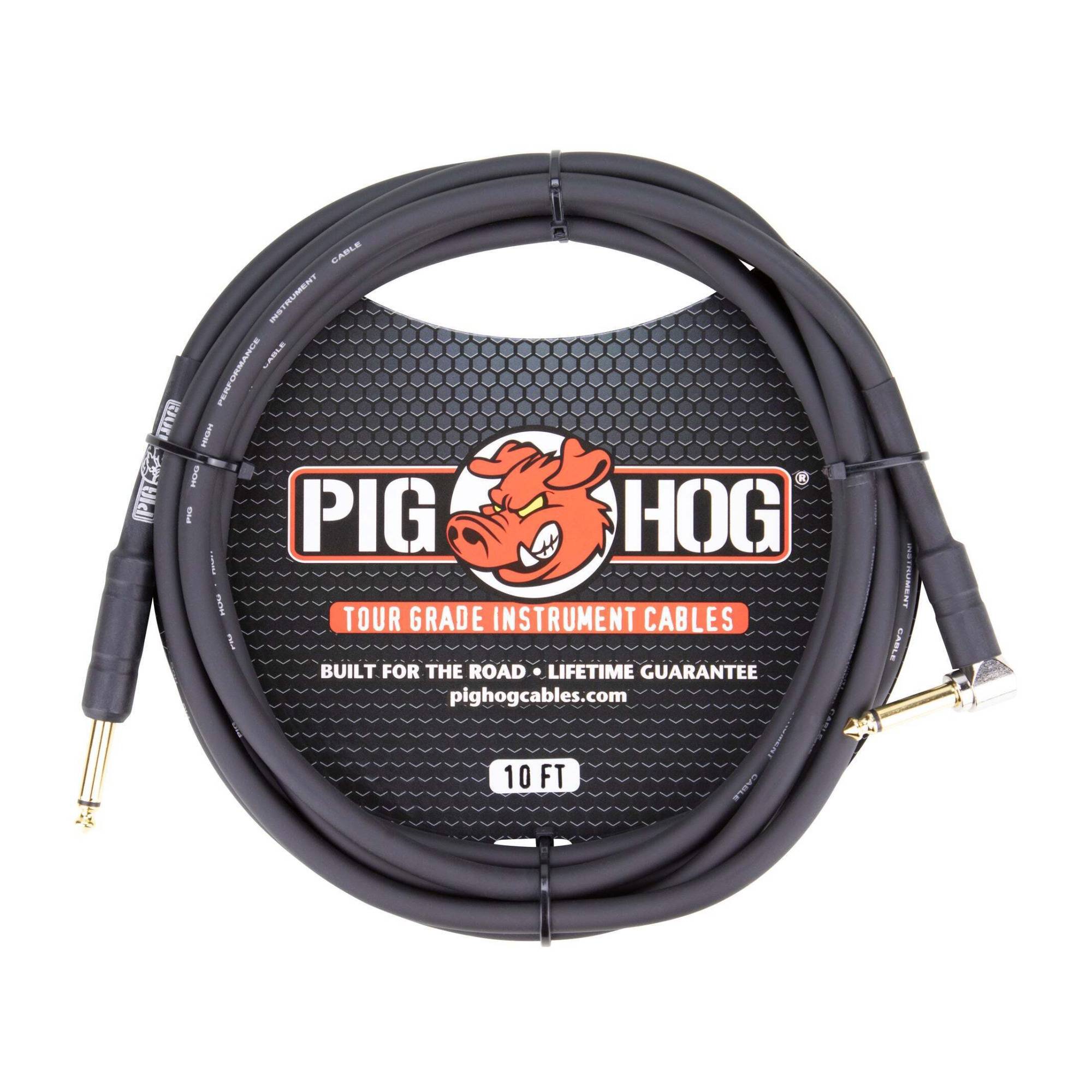 Pig Hog - PH10R - 1/4" - 1/4" Right Angle 8mm Instrument Cable (10 ft., Black)