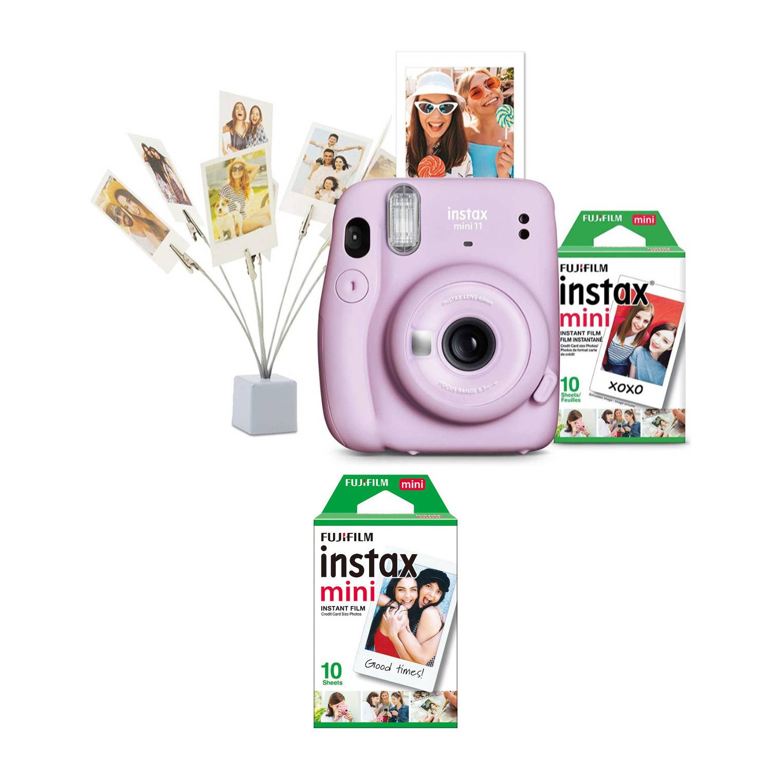 Fujifilm Instax Mini 11 Instant Film Holiday Camera Bundle (Lilac Purple) with Instax Mini Film