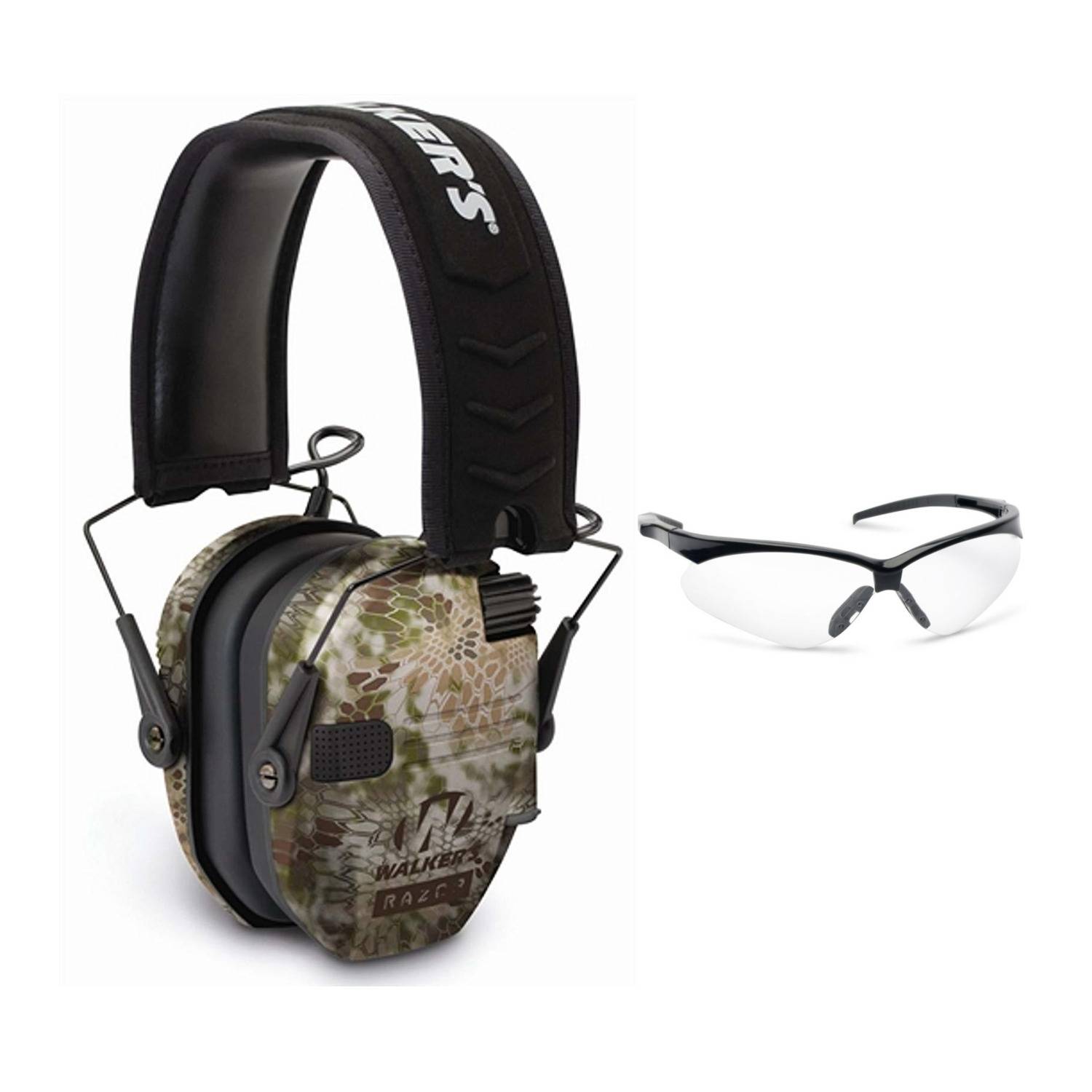 Walker's Razor Slim Electronic Hearing Muffs (Camo) and Shooting Glasses Kit