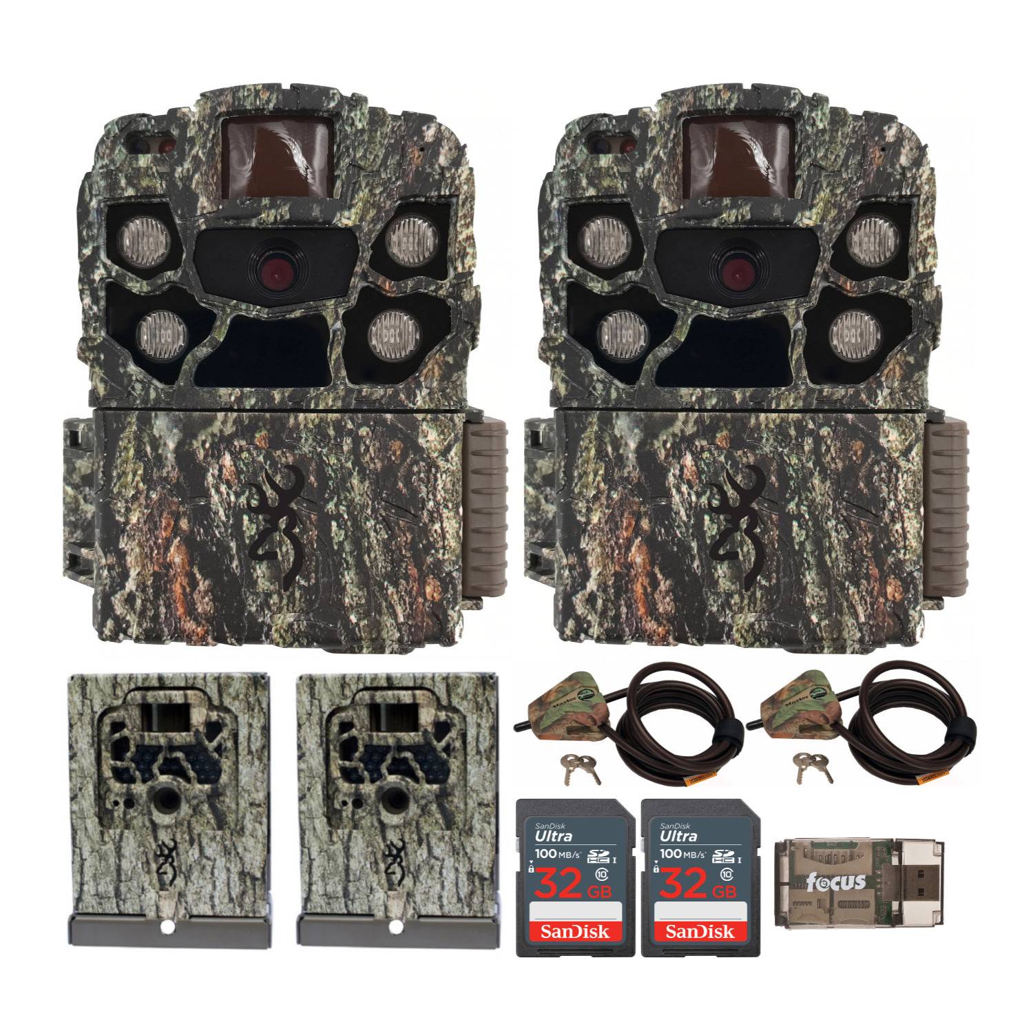 Browning Strike Force Full HD Trail Camera with Security Box and Locking Cable Bundle (2-Pack)