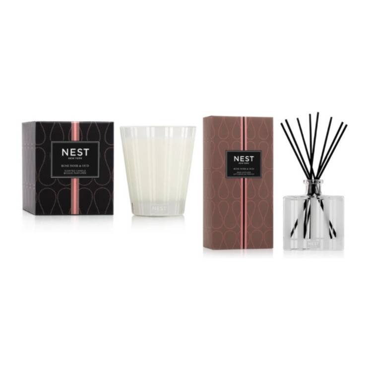 Nest New York Fragrances Rose Noir and Oud Reed Diffuser with Classic Scented Candle