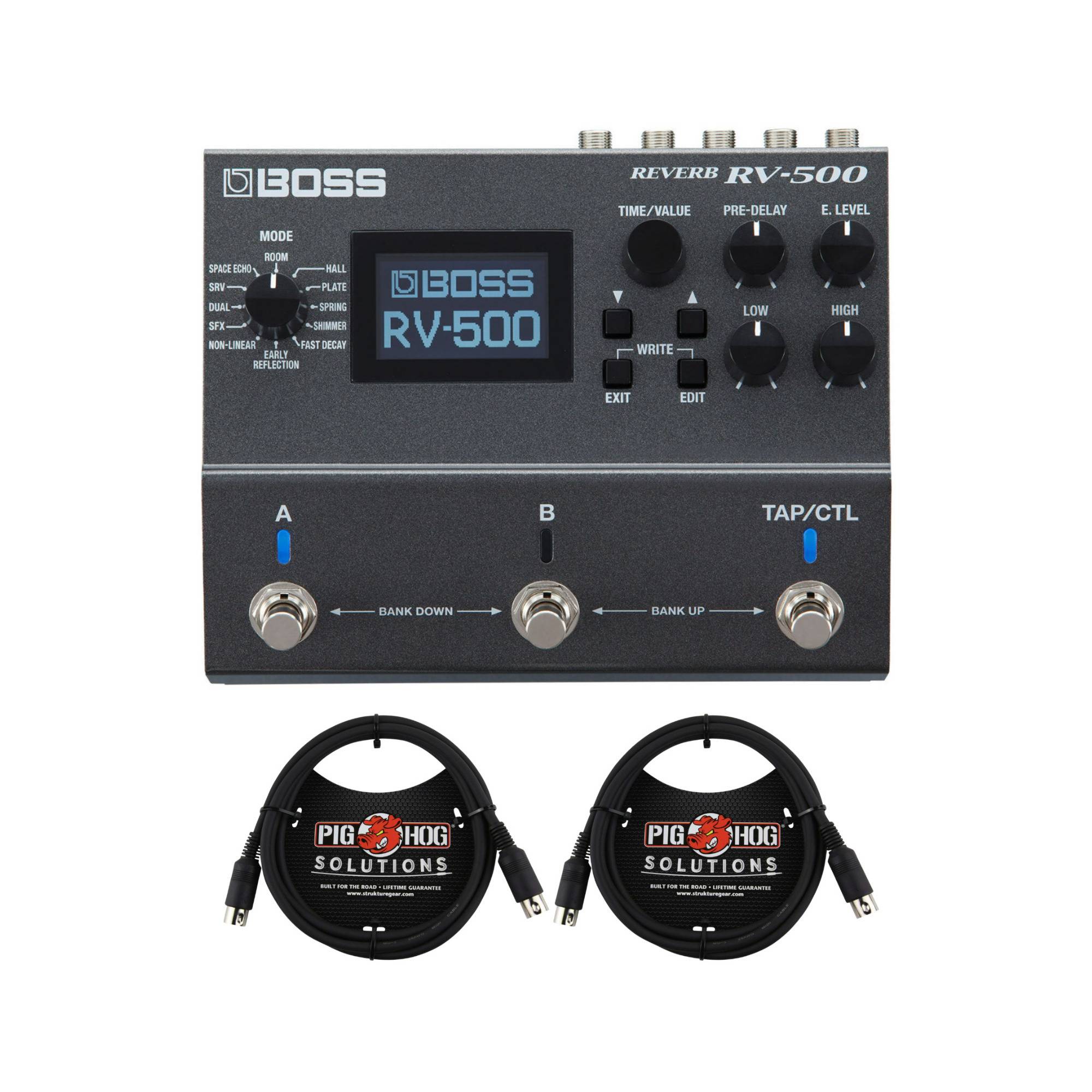 BOSS RV-500 Reverb Processor with 12 Modes, 21 Reverb Algorithm and High-Octane DSP w/Cable Bundle