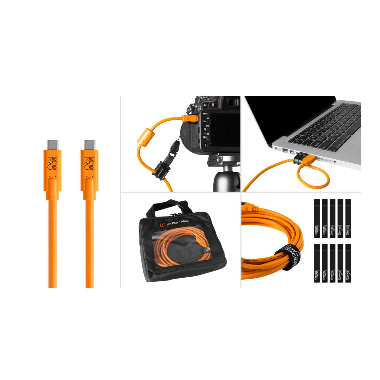 Tether Tools Starter Tethering Kit with USB-C to USB-C Cable (15-Feet/Orange)