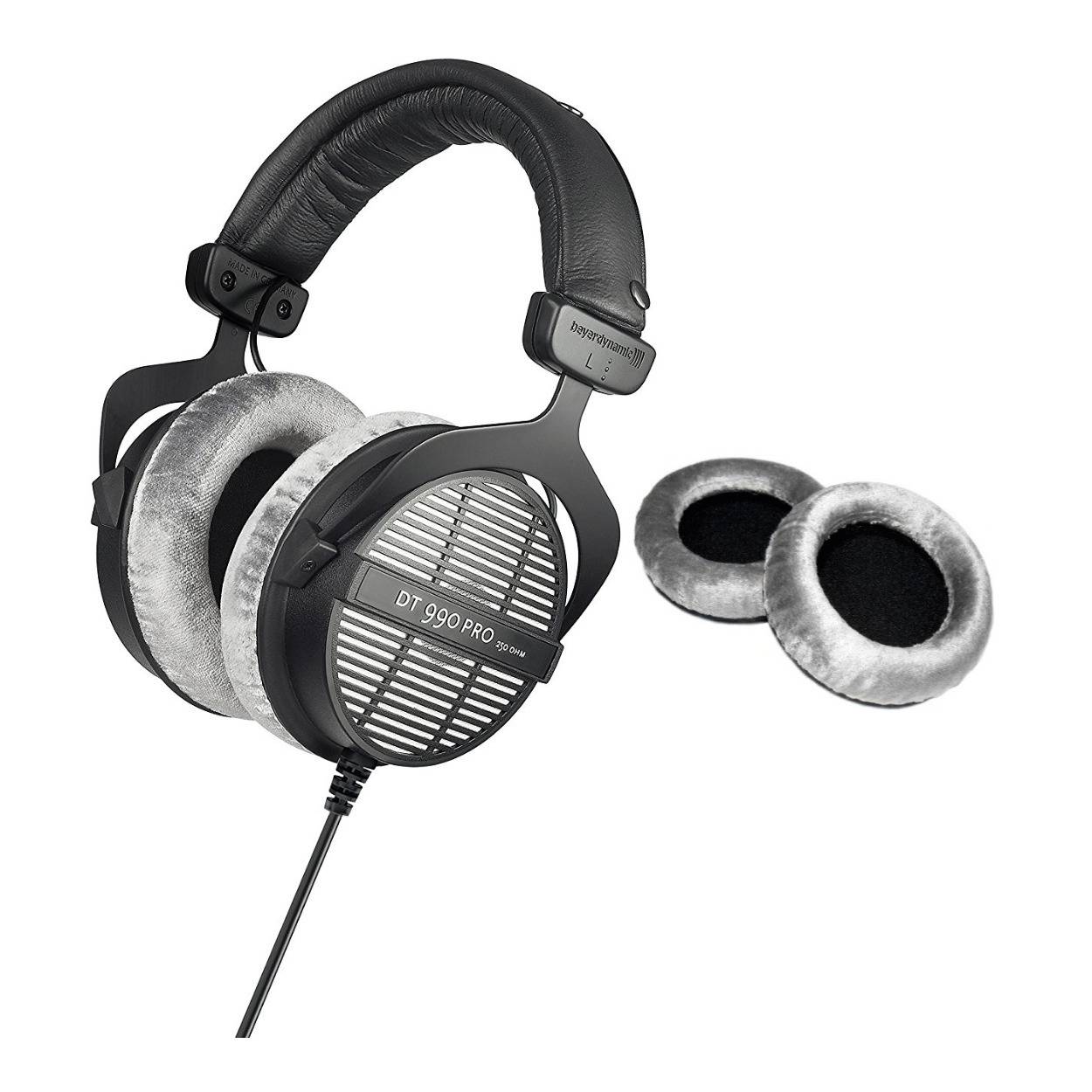 Beyerdynamic DT-990 Pro Open-Ear Headphones (250 Ohms) with Extra Set of Earpads
