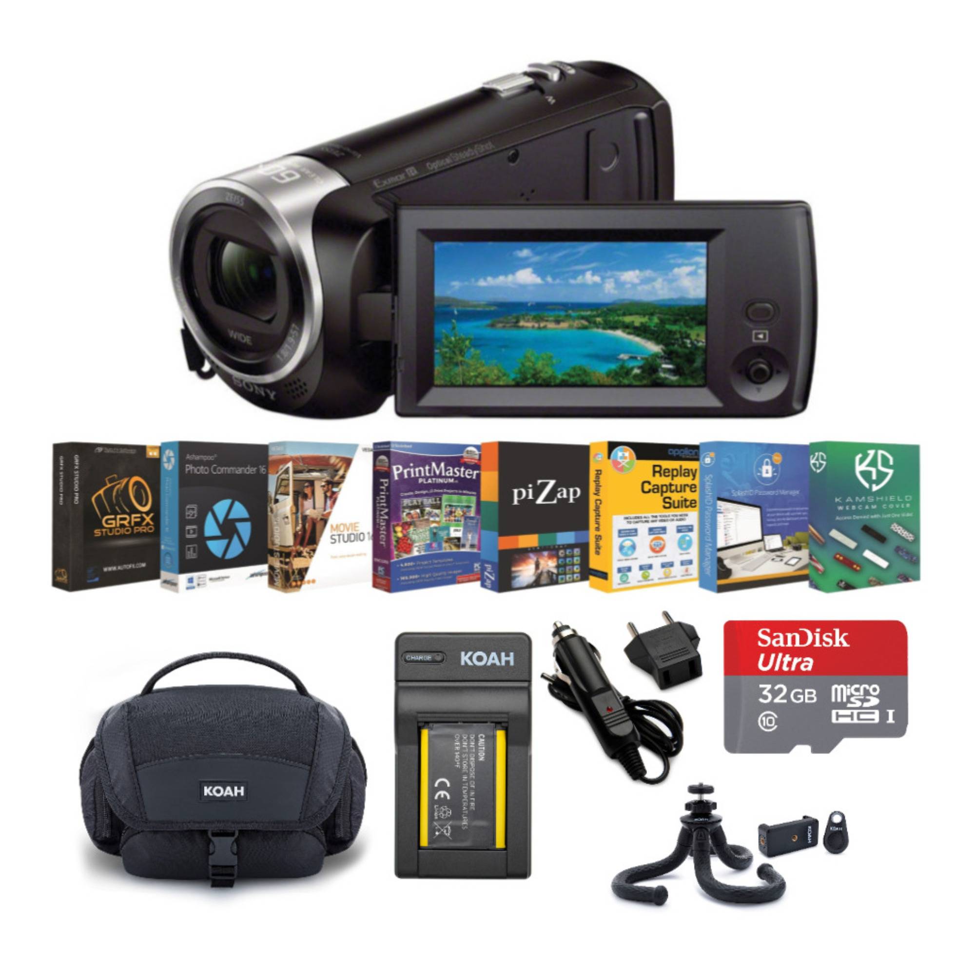 Sony HDR-CX405 1080p Full HD Handycam Camcorder with Camera Bag, Battery Replacement and Accessory