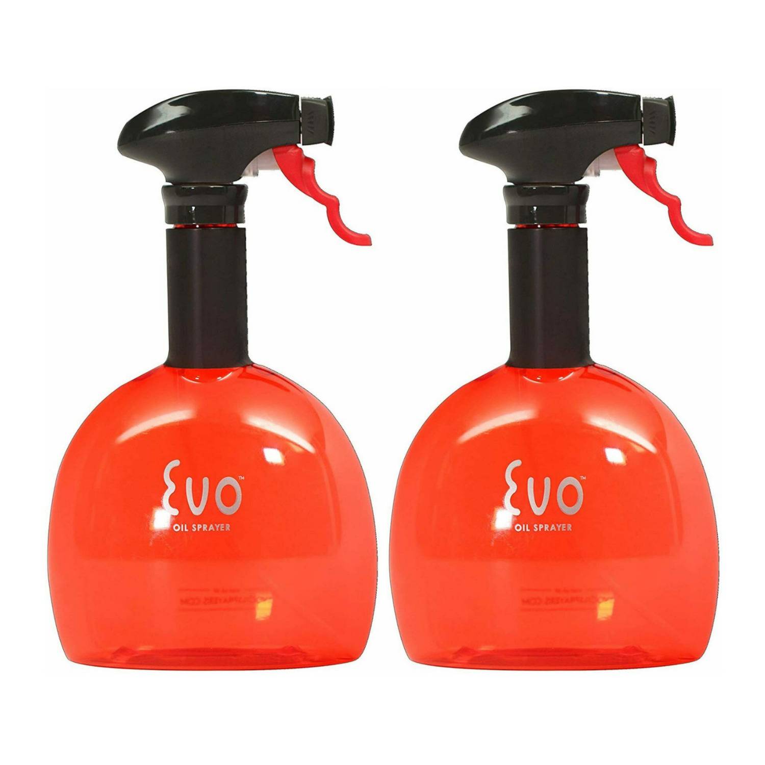 Evo Oil Sprayer Non-Aerosol Bottle for Cooking Oils (2-Pack, 18oz, Red)