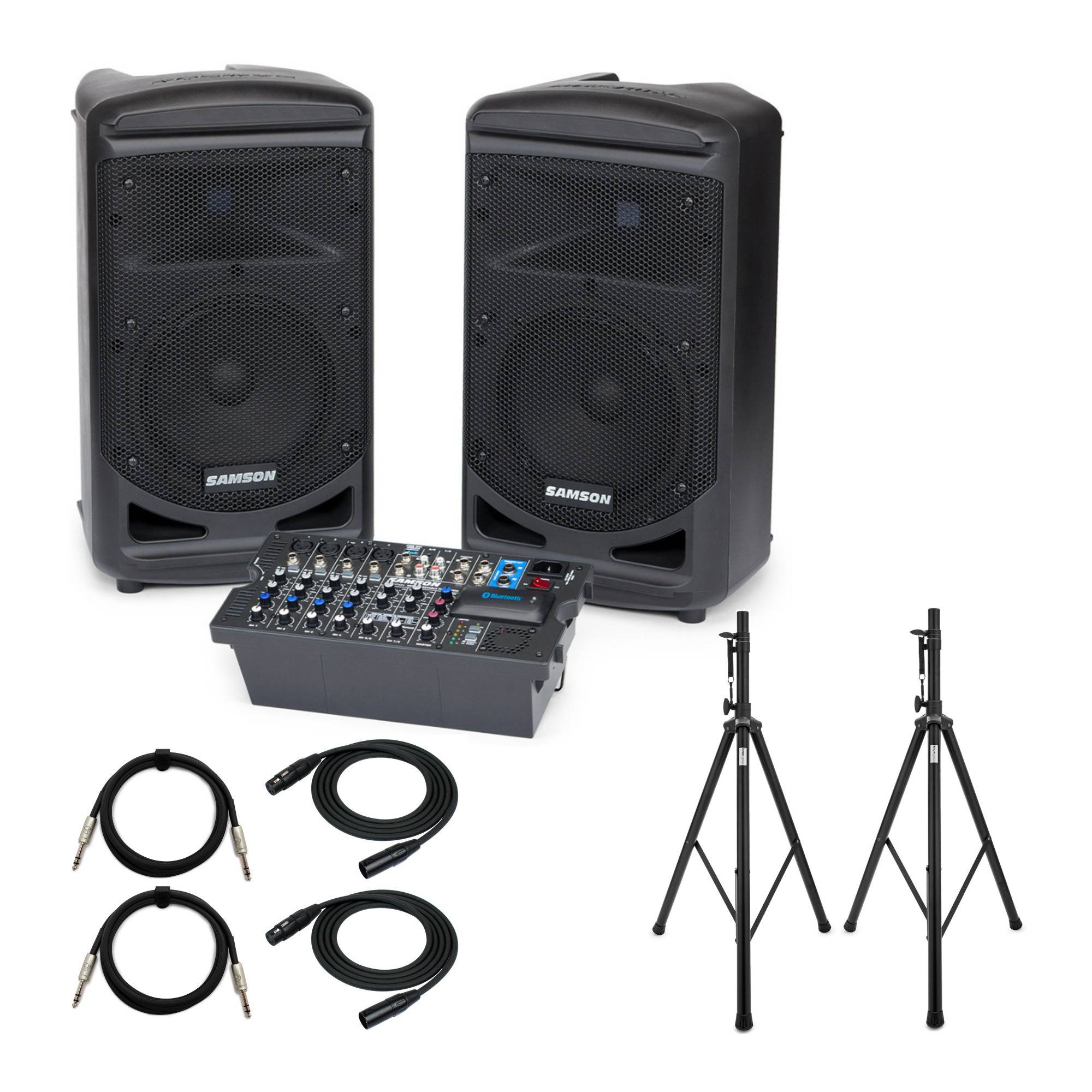 Samson Expedition XP800B 8-channel 800W Portable PA System with Stands, 2x25 XLR and 2x6 1/4 TRS