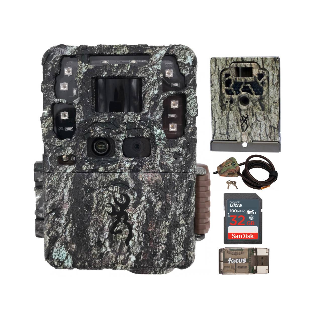 Browning Trail Camera Strike Force Pro DCL with Security Box, Locking Cable, Memory Card Bundle
