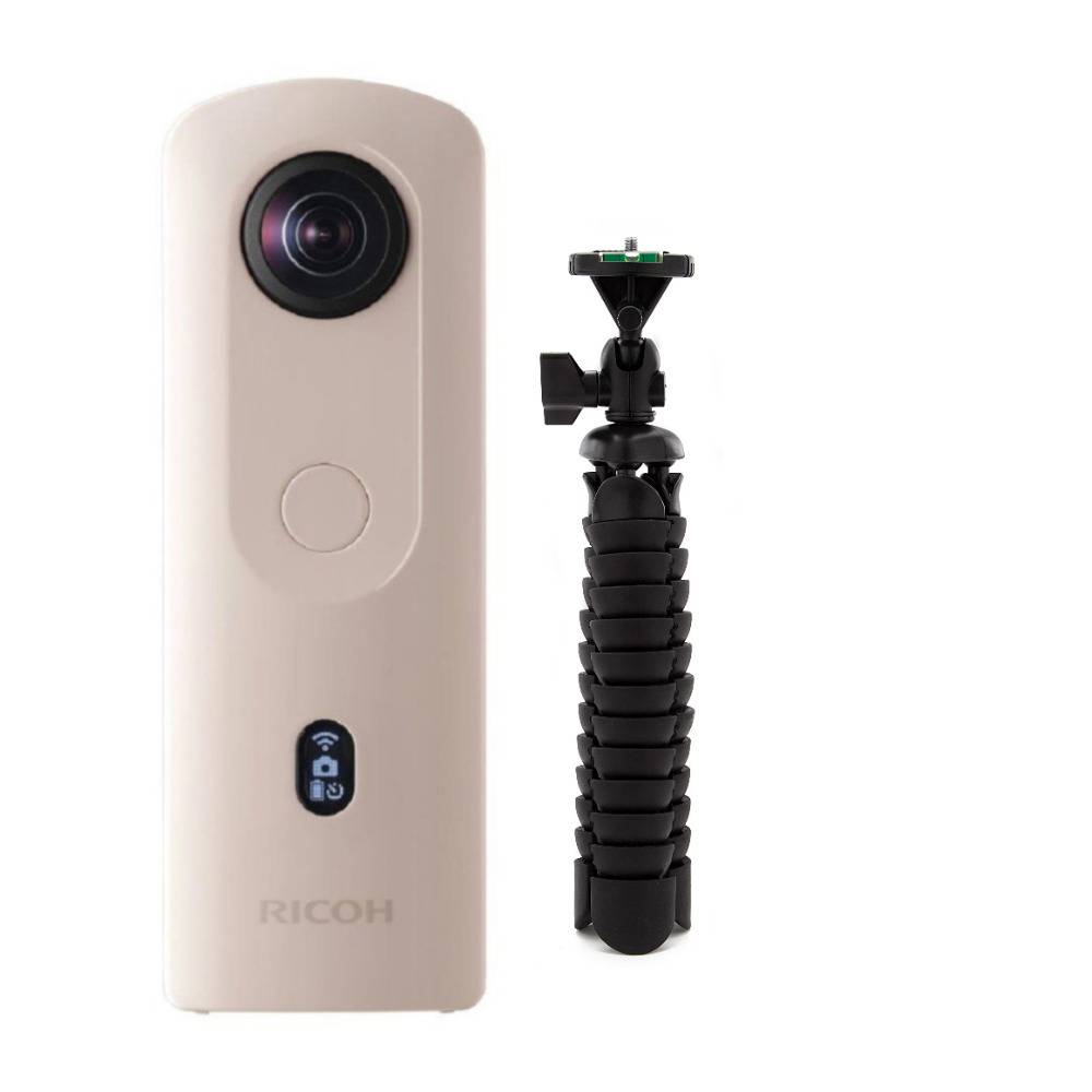 Ricoh Theta SC2 360-Degree 4K Spherical VR Camera (Beige) with Flexible 10-Inch Spider Tripod