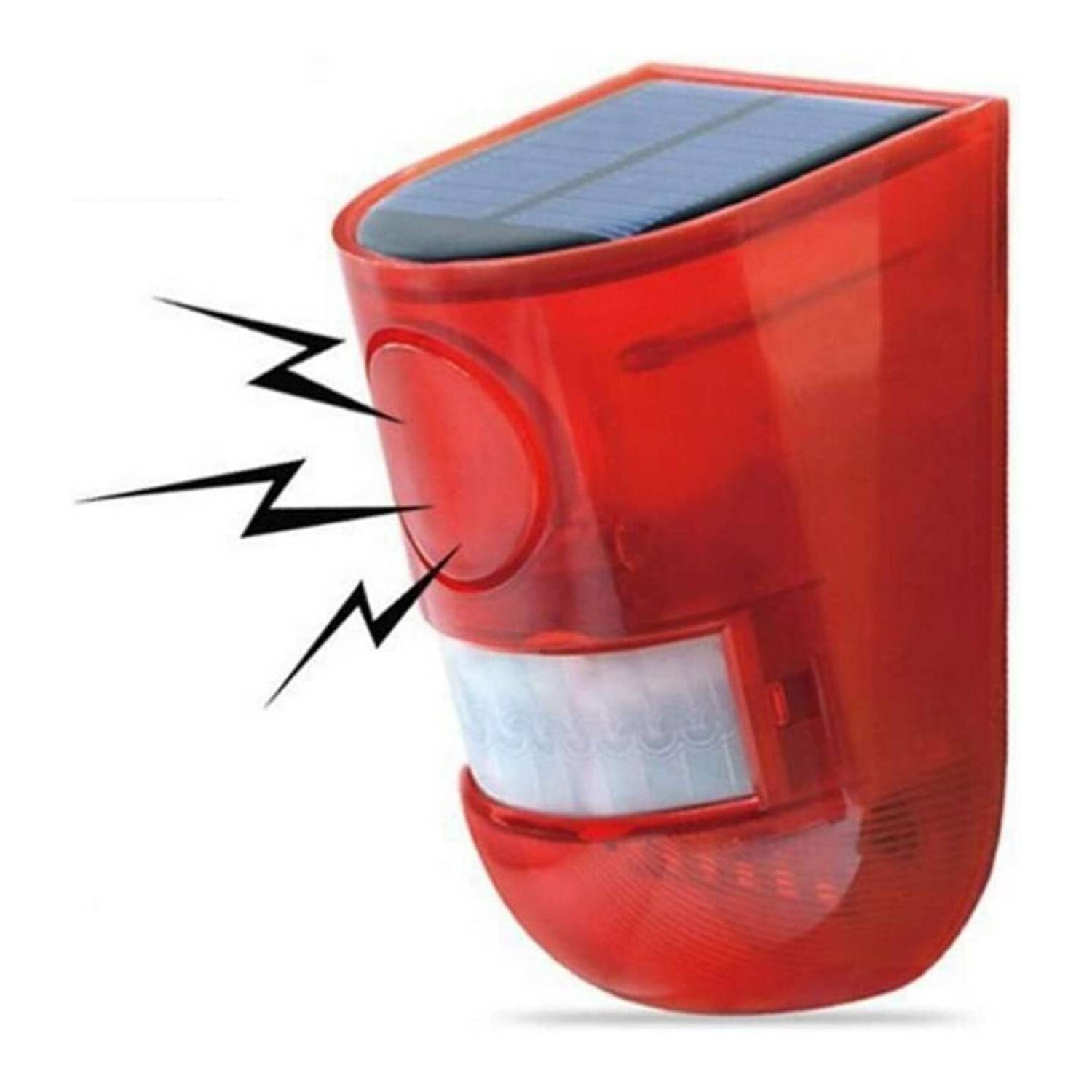 Aolyty Solar Waterproof, Outdoor Motion Sensor Detector Siren Sound Alarm (Red Lampshade)