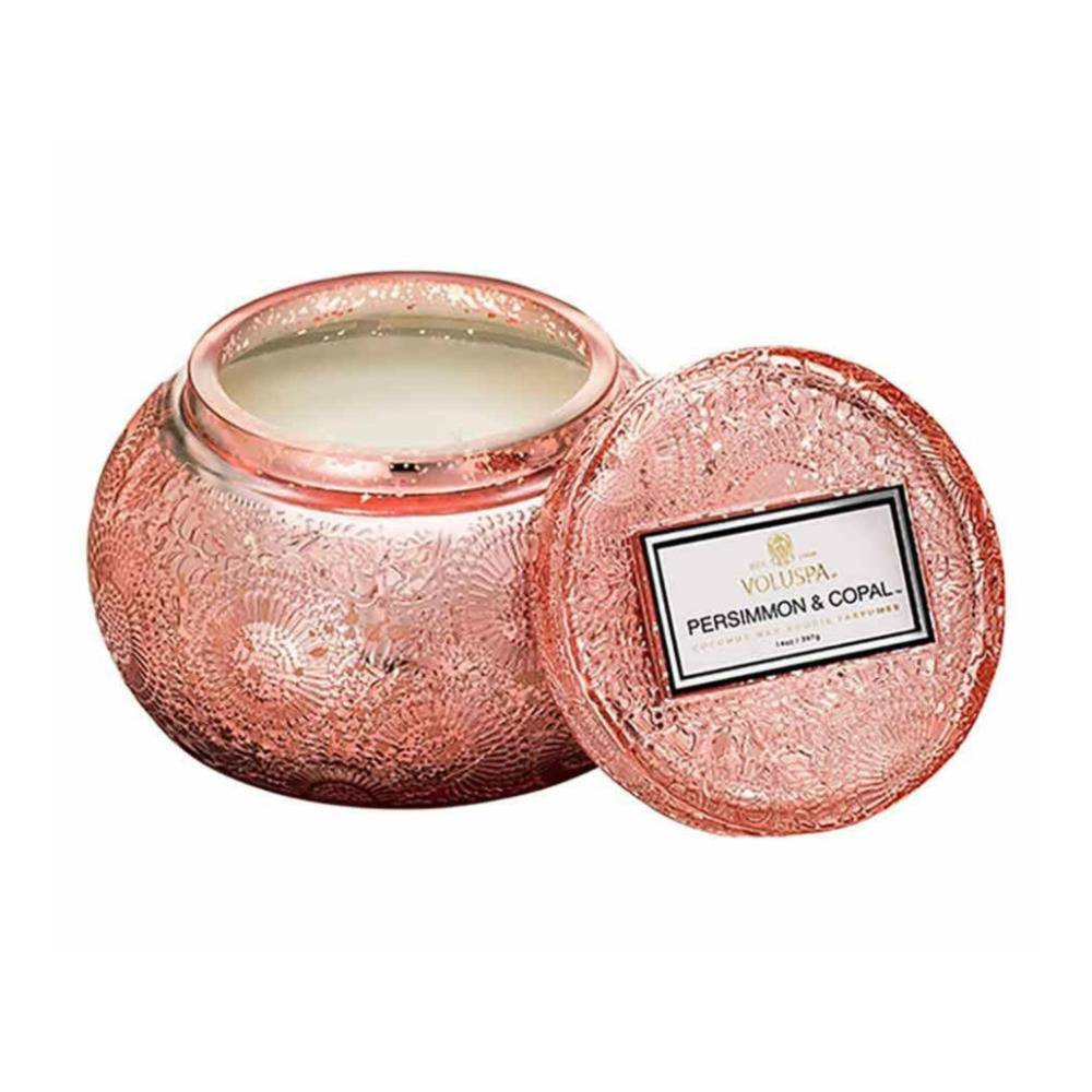 Voluspa Persimmon and Copal Embossed Glass Chawan Bowl Candle (14 Ounces)