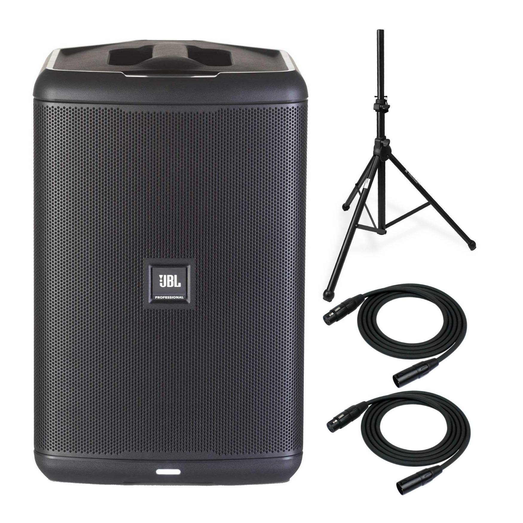 JBL EON ONE Compact PA Speaker with Knox Gear Tripod Stand and XLR Cables