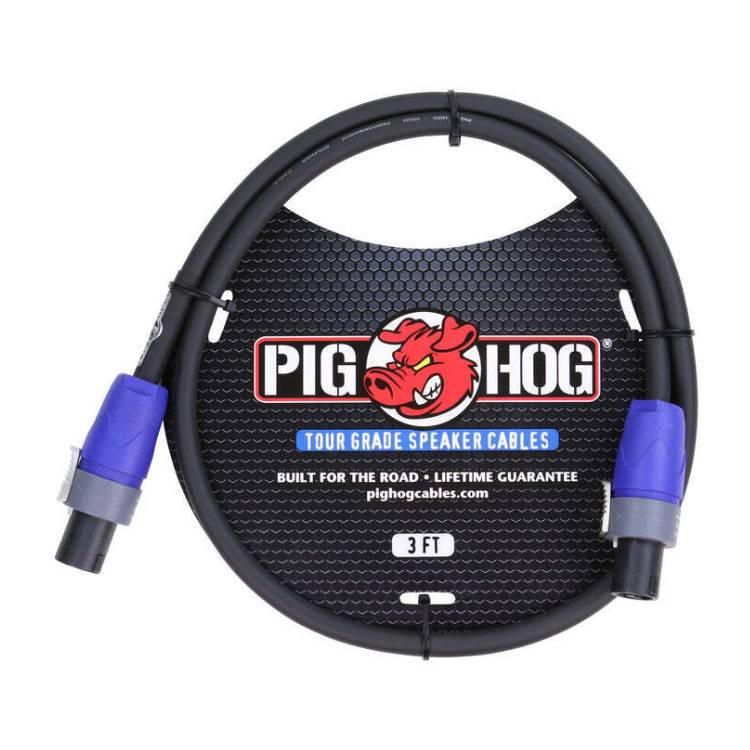 Pig Hog Speaker Cable 3ft (14 Gauge Wire) Speakon to Speakon with 9.2mm PVC Outer Covering