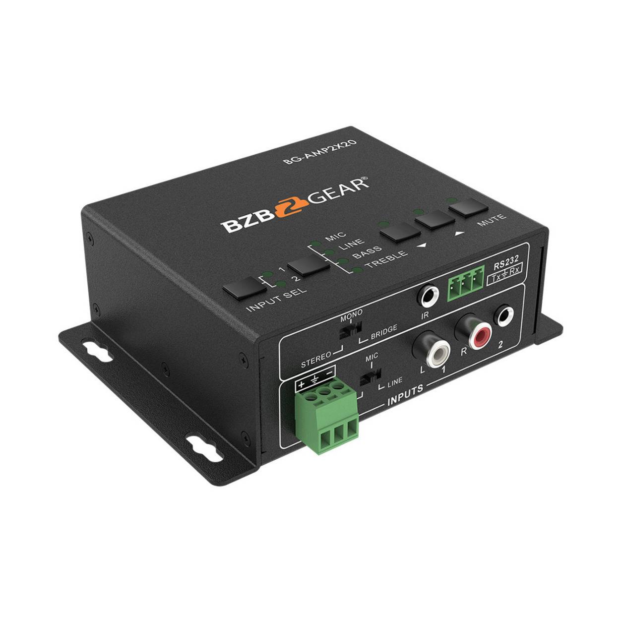 BZBGear 40W Compact Stereo/Mono 2-Channel Audio Amplifier with 3 Inputs