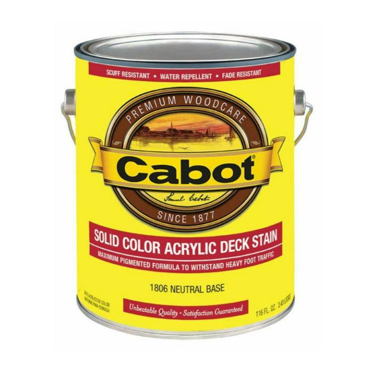 Cabot 1109644 Solid Neutral Base Water-Based Acrylic Deck Stain (1 Gallon)
